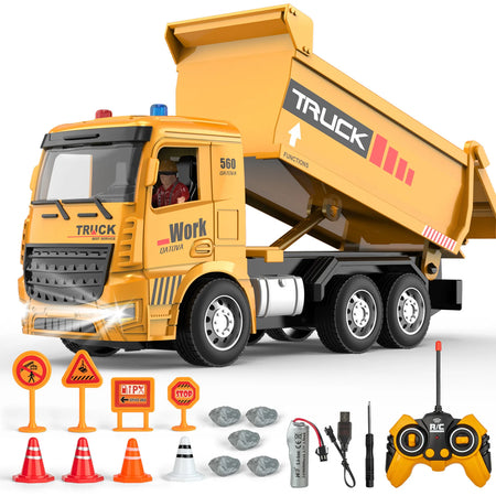 6CH 2.4G RC Dump Truck Cement Mixer Toy &ndash; Realistic Mixer 689-818A Yellow