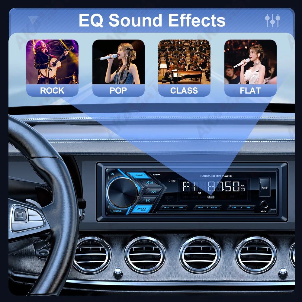 AKAMATE 1Din Car Radio MP3 Player &ndash; Bluetooth USB Charging