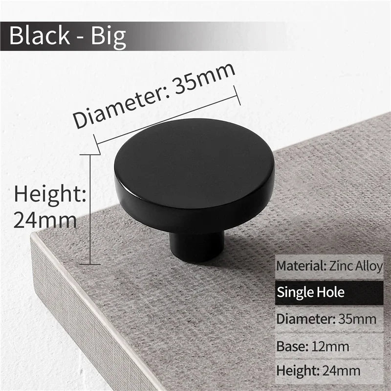 100 Gałek Zestaw Czarny i Szczotkowany Miedź 35mm 50 Sztuk Każda