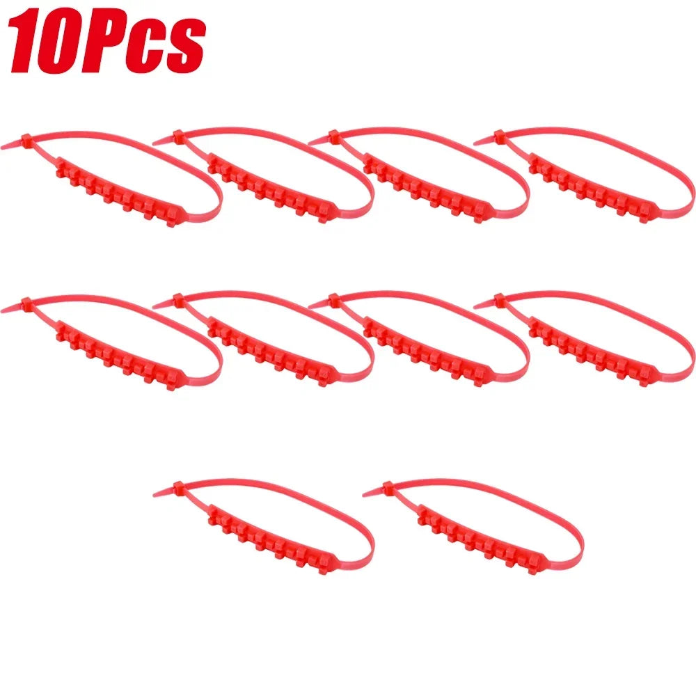 Universal Anti Skid Snow Chains For Tires - Wear Resistant 10pcs red