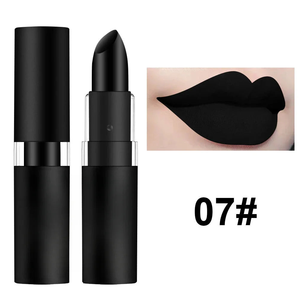 Matte Dark Wine Red Waterproof Lipstick - Easy to Apply, Long-lasting 07