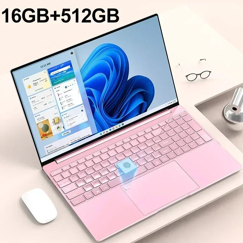 Portable Laptop 15.6 Inch &ndash; High Performance with 32GB RAM and 2TB SSD Pink 16GB 512GB / Intel Celeron N5095