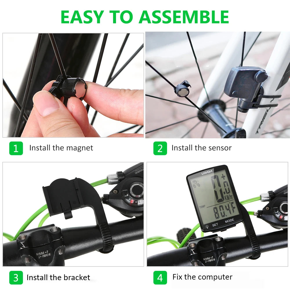 LIXADA Wireless Bike Computer LCD Screen &ndash; IPX6 Waterproof