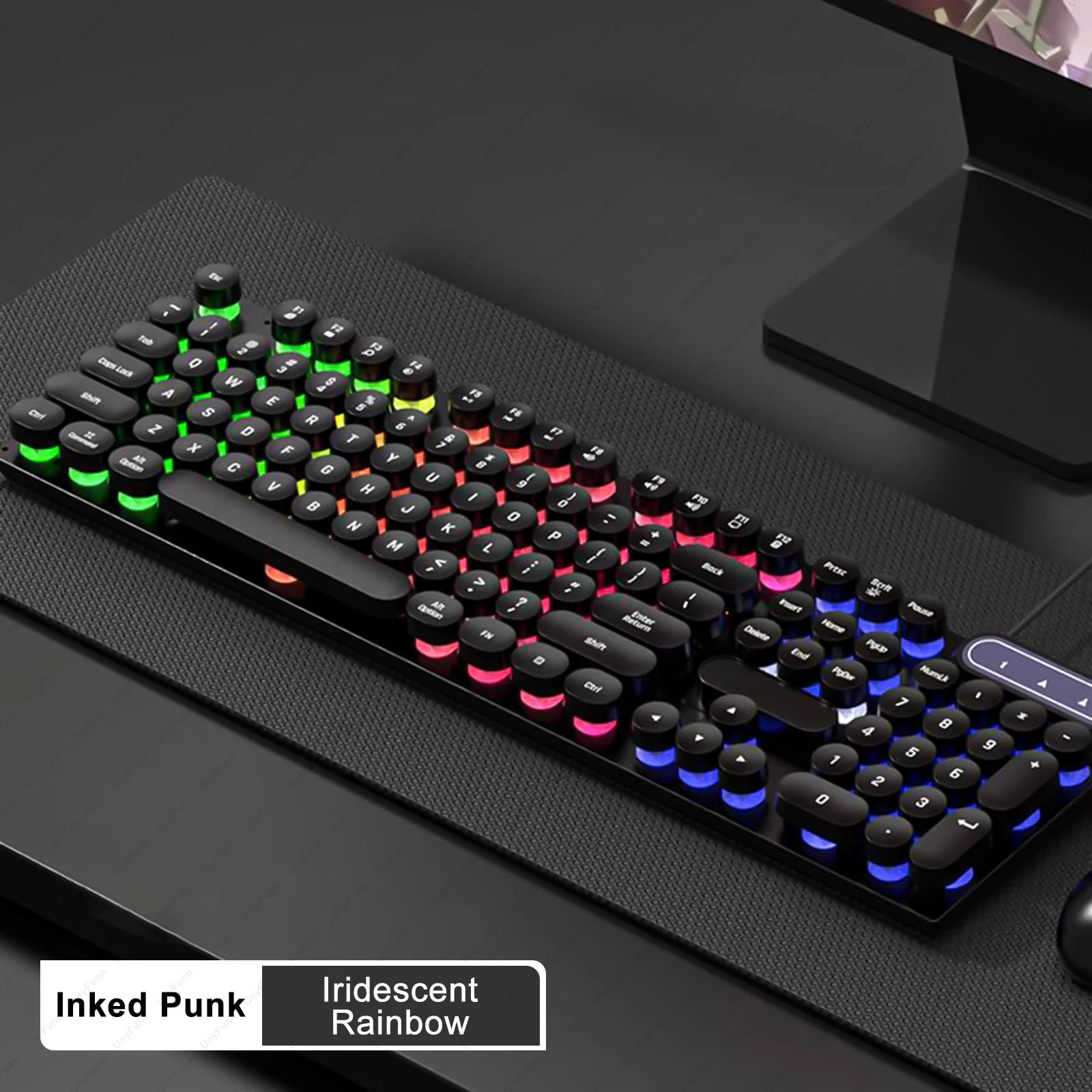 UnyFunn Wired 104 Keys Gaming Keyboard - Color Backlit RGB Backlite Black