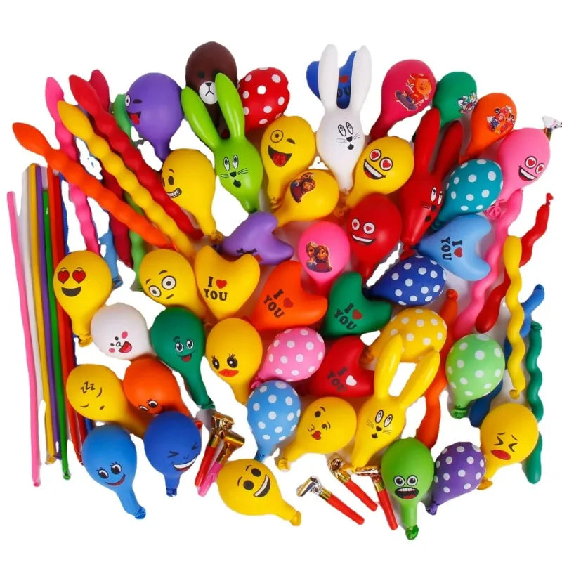 50/100Pcs 3D Cartoon Animal Balloons - Cute Duck Rabbit