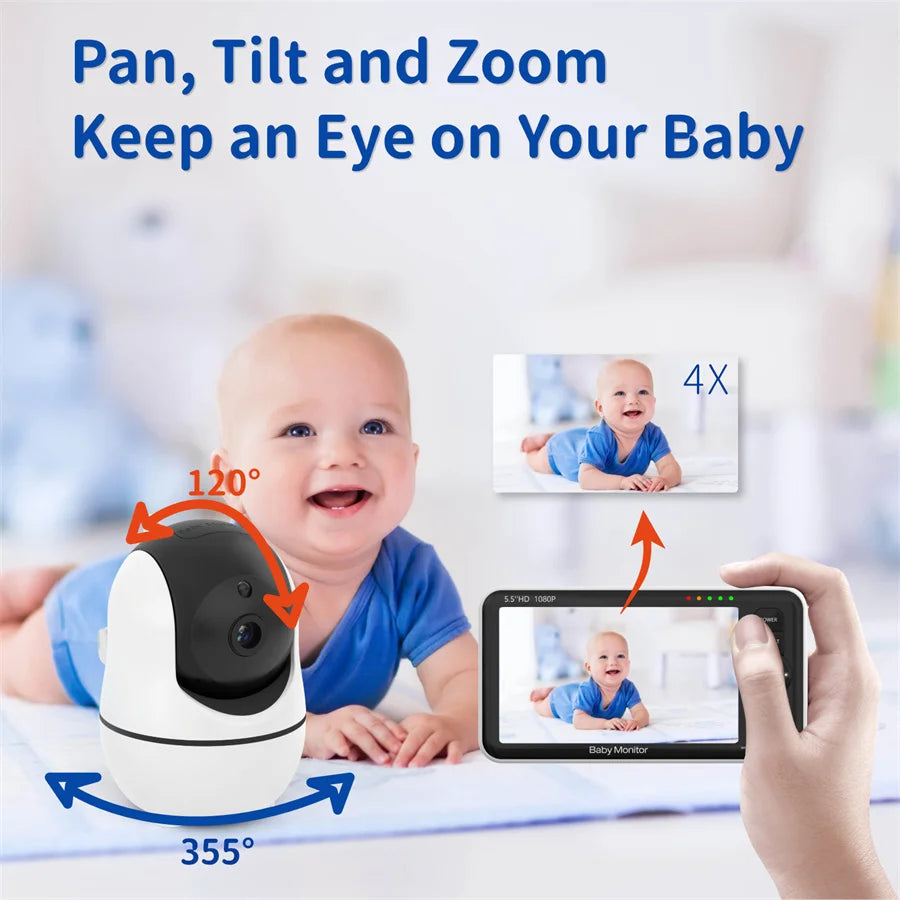 Babystar 5.5&quot; Baby Monitor with Pan-Tilt-Zoom, 1000ft Range, Night Vision &amp; More
