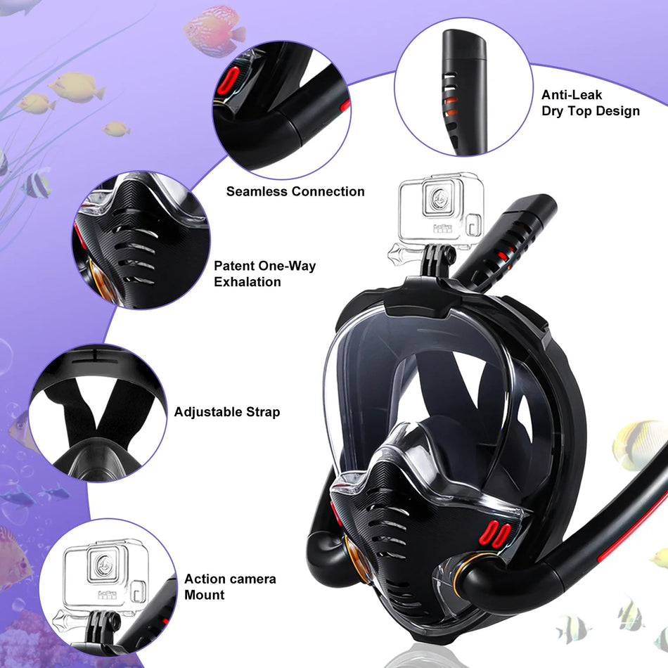 Underwater Snorkeling Full Face Mask Set &ndash; Safe Breathing