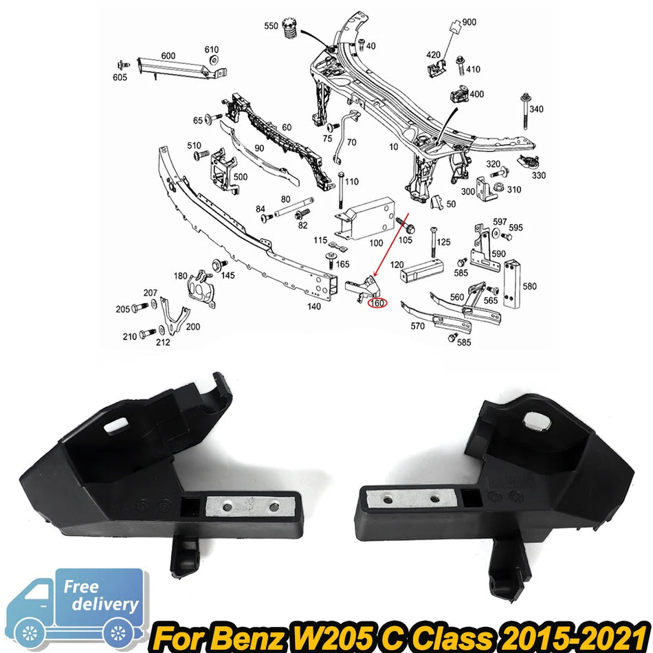 Supporto Radiatore Anteriore Mercedes Benz W205 per C300 C350e C43 C400 C450 Plastica