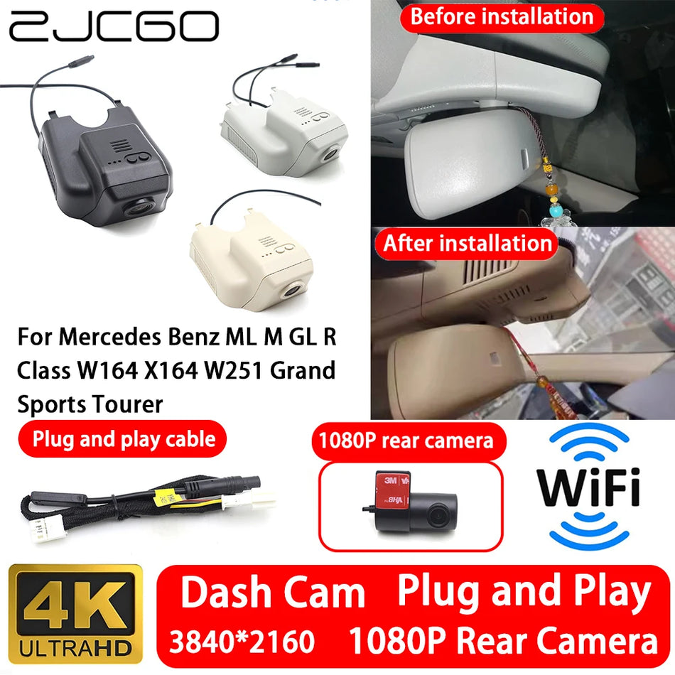 Dash Cam 4K Front And Rear WiFi For Mercedes-Benz ML M GL R-Class W164 X164 W251