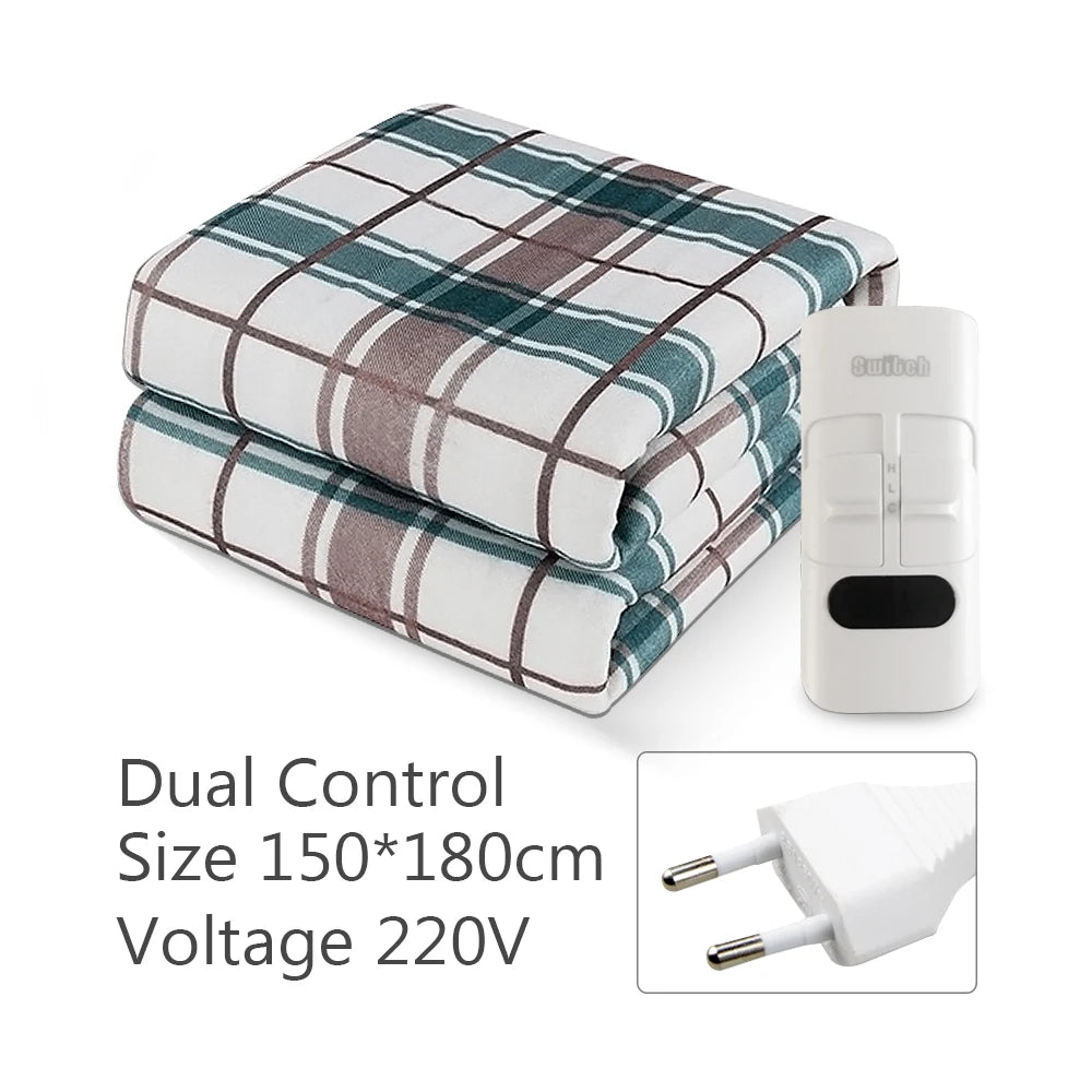 Electric Blanket 220V Thicken Thermostat &ndash; Cozy Warmth Green 150X180CM
