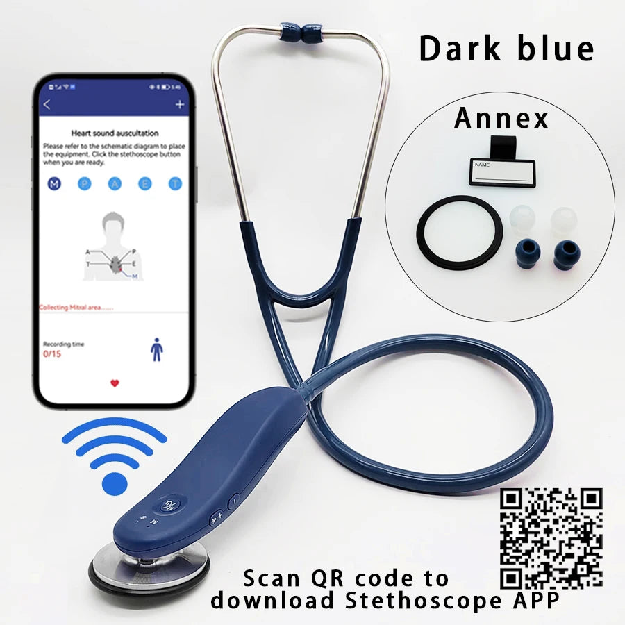 Bluetooth Digital Stethoscope &ndash; Exceptional Acoustic Clarity Dark blue / CHINA