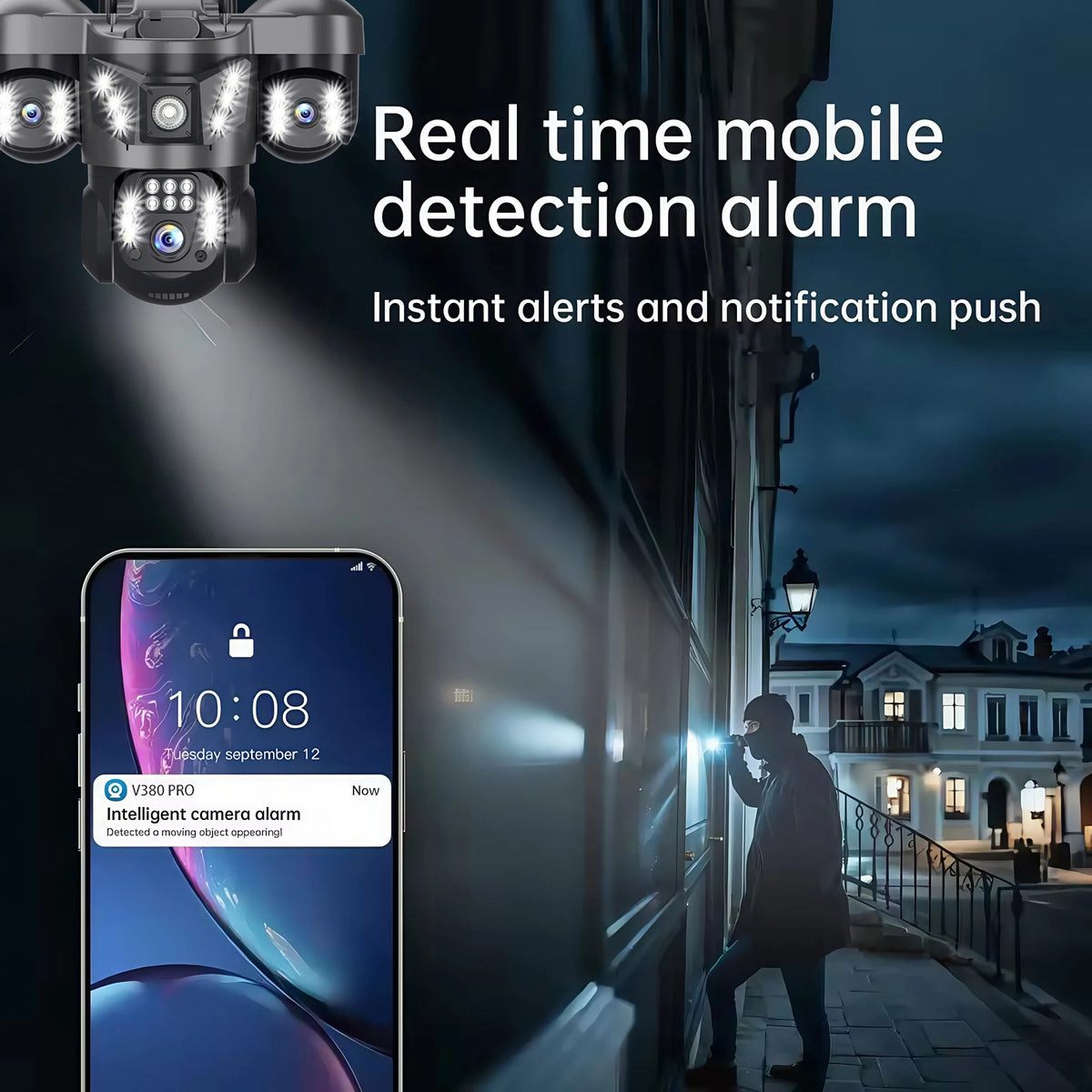 V380 Pro WiFi IP Camera 15MP Triple Lenses Triple Screens Security Video Monitor Night Vision Outdoor Waterproof CCTV Cameras