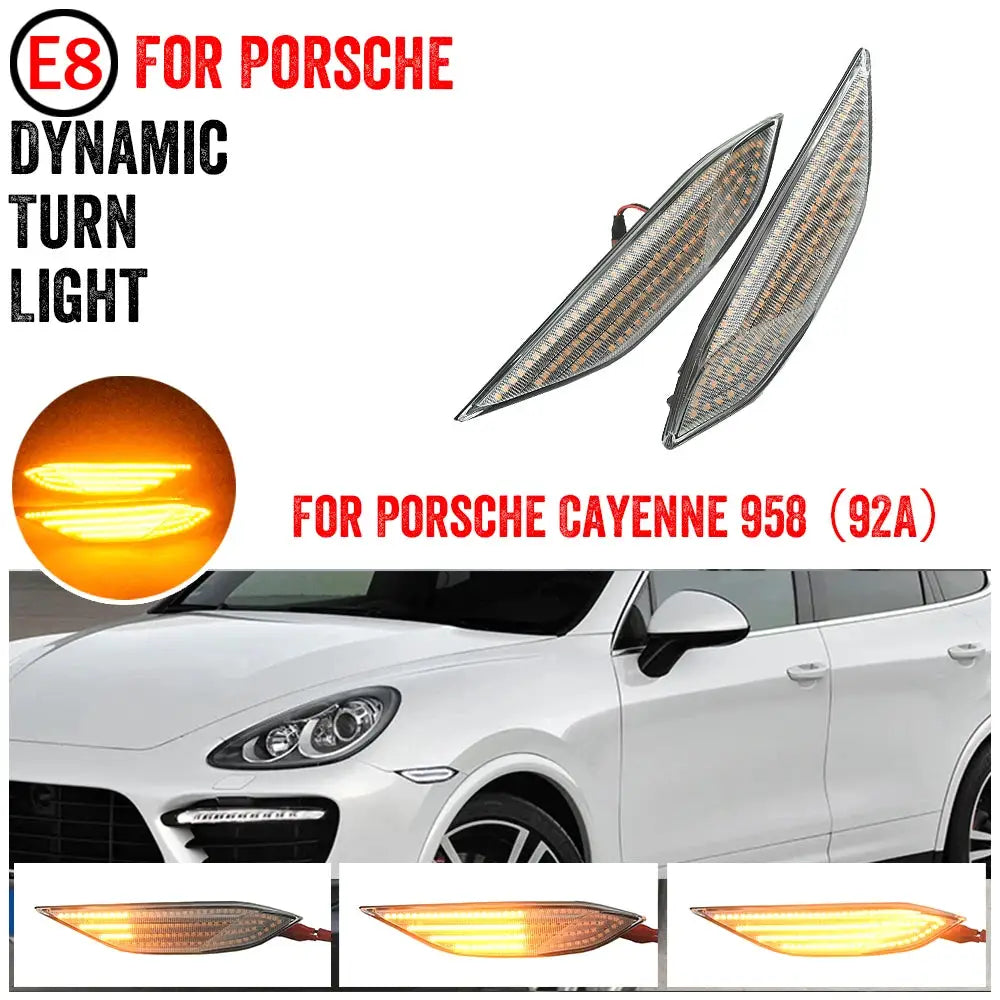 Dynamic Amber LED Turn Signal Lights For Porsche Cayenne 958 2010-2014 by InterCyprus Trading Ltd