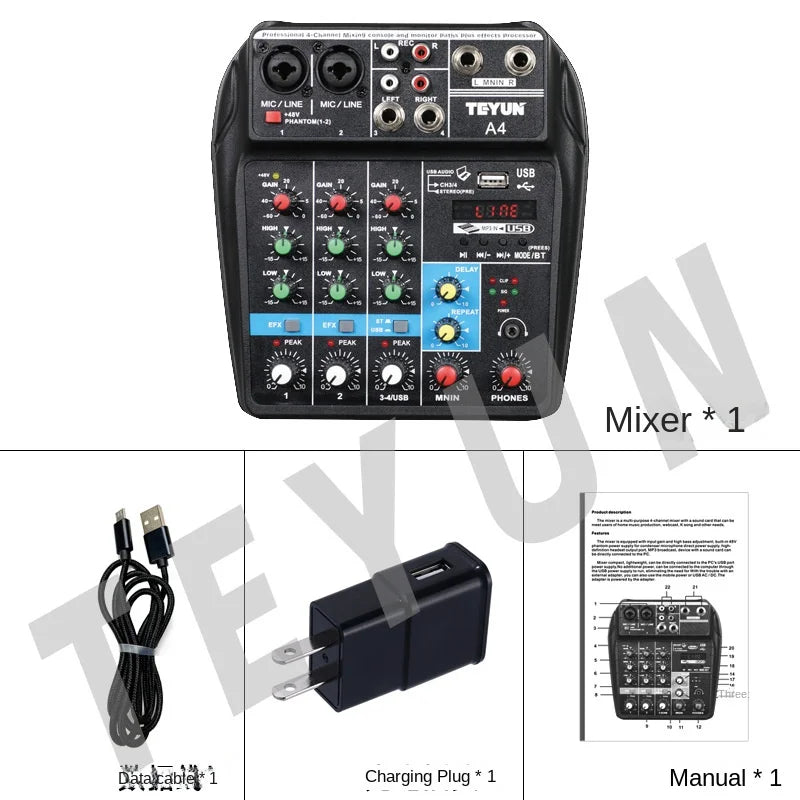 TEYUN A6 A8 A4 6/8 Channel Audio Mixer &ndash; Portable Mixer A4 US Plug