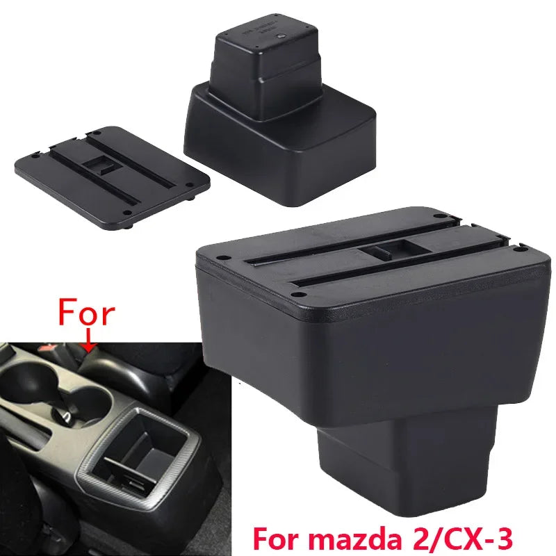 For MAZDA CX-3 Armrest For Mazda 2 Skyactiv Version cx3 Car Armrest Box Storage Box Curved Surface leather Simple installation