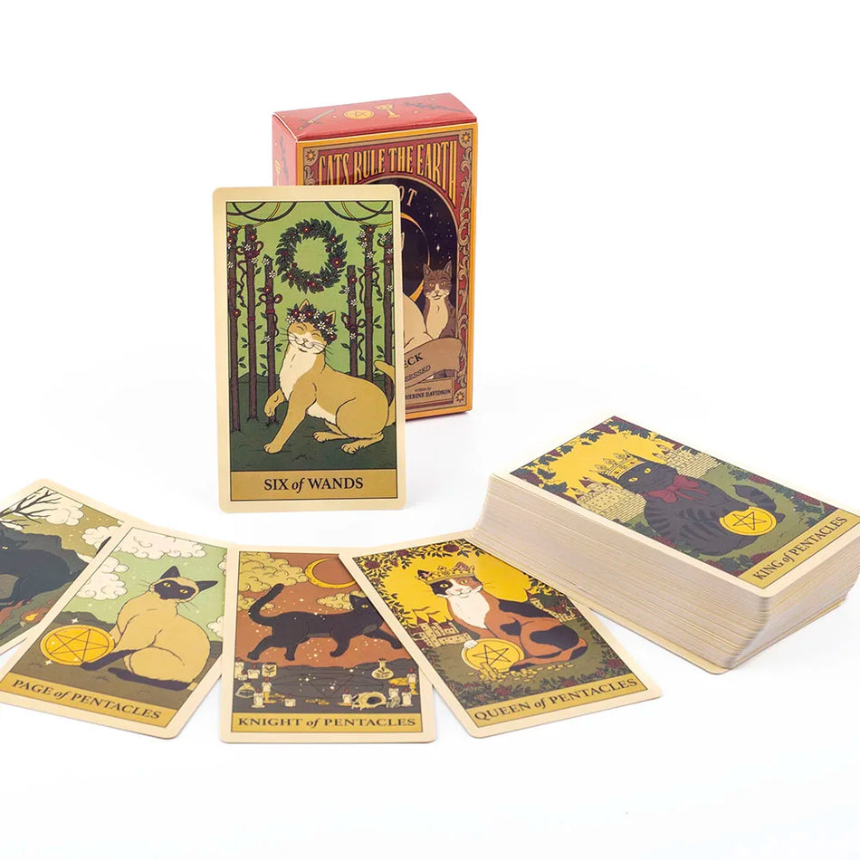 Los Gatos Dominan La Tierra Baraja De Tarot 78 Cartas Adivinación Felina