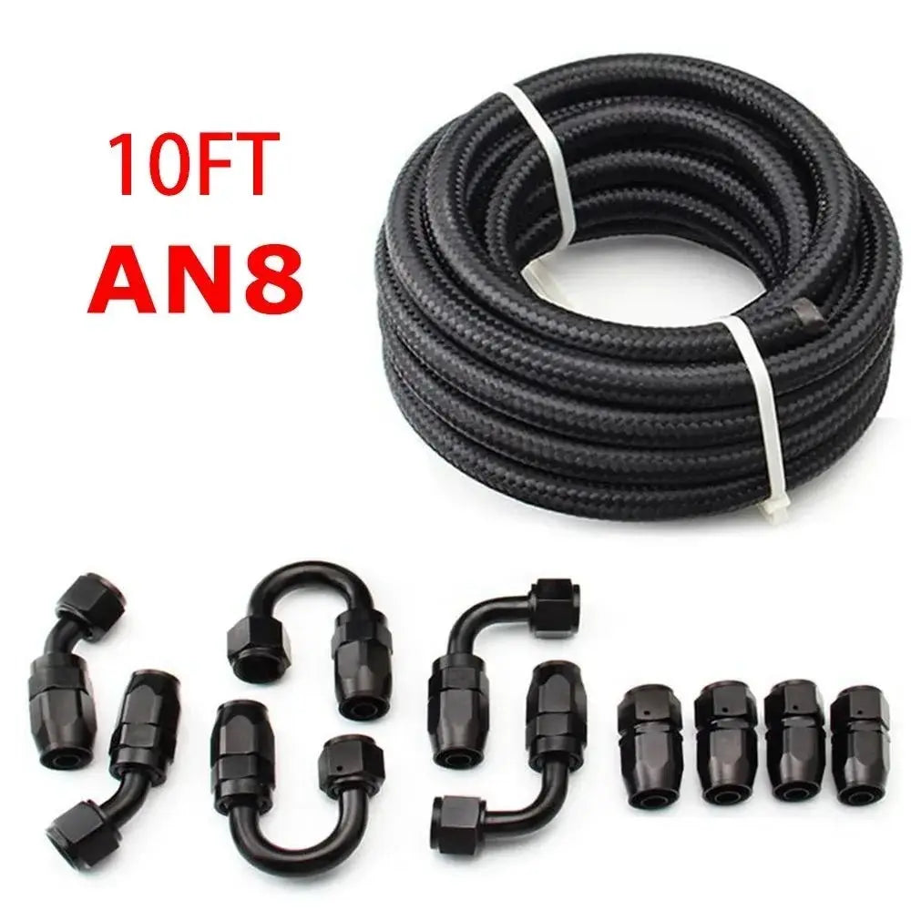3M AN6/AN8/AN10 CPE Oil Fuel Fittings Hose End 0+45+90+180 Degree Oil Adaptor Kit AN6 Braided Oil Fuel Hose Line With Clamps by InterCyprus Trading Ltd