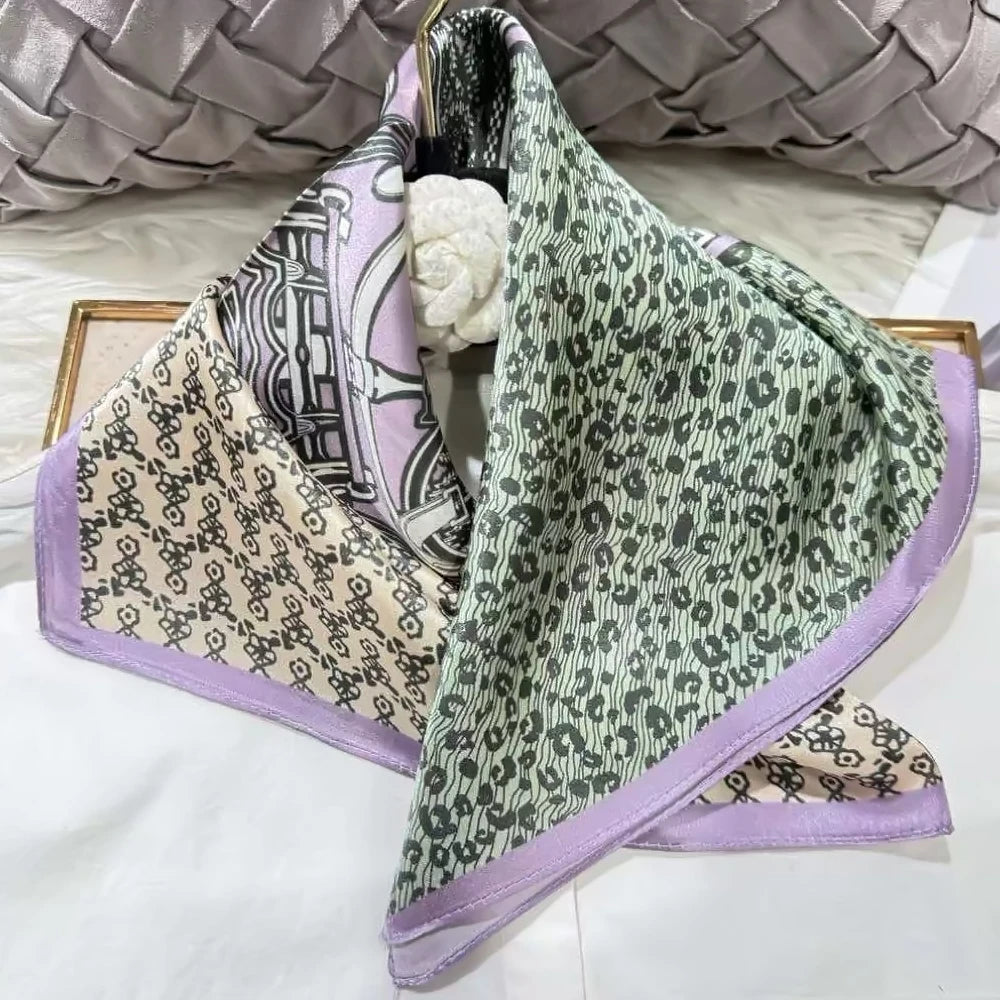 Green Women 100% Mulberry Silk Scarf &ndash; Elegant Floral Design for Versatile Styling