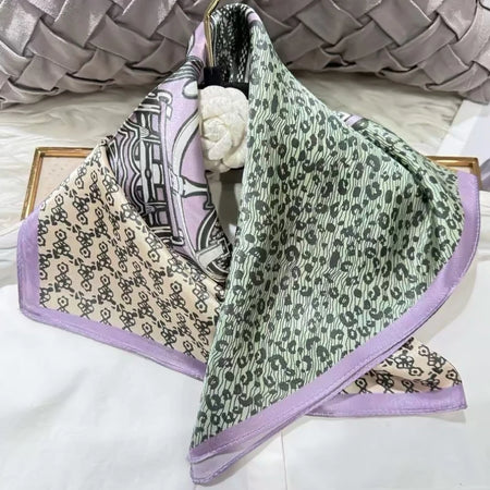 Green Women 100% Mulberry Silk Scarf &ndash; Elegant Floral Design for Versatile Styling