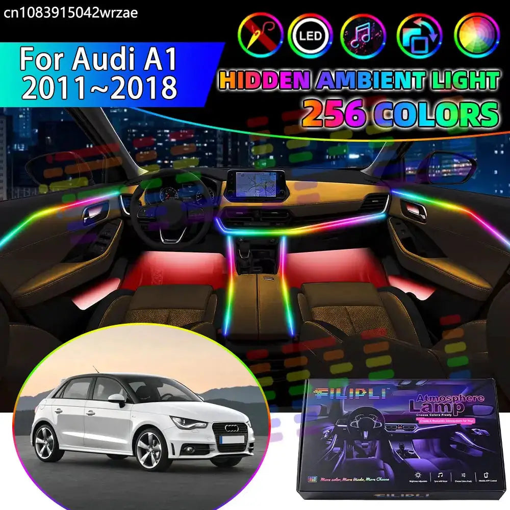 For Audi A1 2011~2018 8X MK1 1th RGB Car Interior Ambient Lights Strips Breathing Lighting Kit App Control LED strips Auto Parts by InterCyprus Trading Ltd