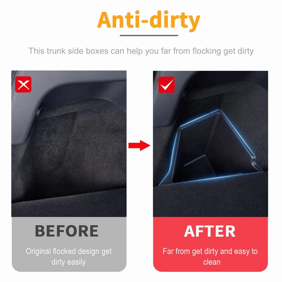 Shranjevalna škatla za Tesla Model 3 Highland, organizator za zadnji prtljažnik s pokrovom, trpežna ABS plastika