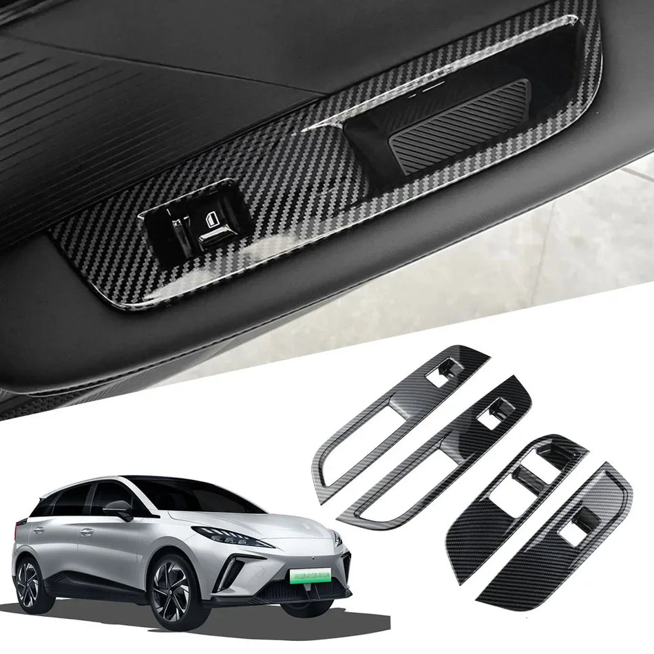MG 4 MG4 EV Mulan Window Lift Switch Panel Cover, ABS Carbon Fiber