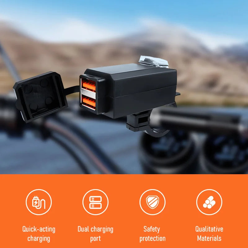 Waterdichte Motorfiets USB Oplader Snelladen 3.0 Dubbele USB 12V Voeding