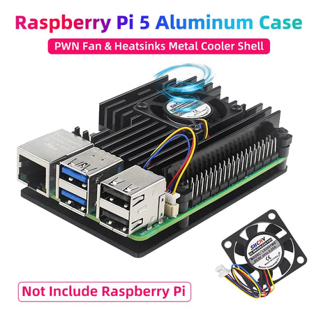 Raspberry Pi 5 Aluminum Case &ndash; Active Passive Cooling with Adjustable PWM Fan