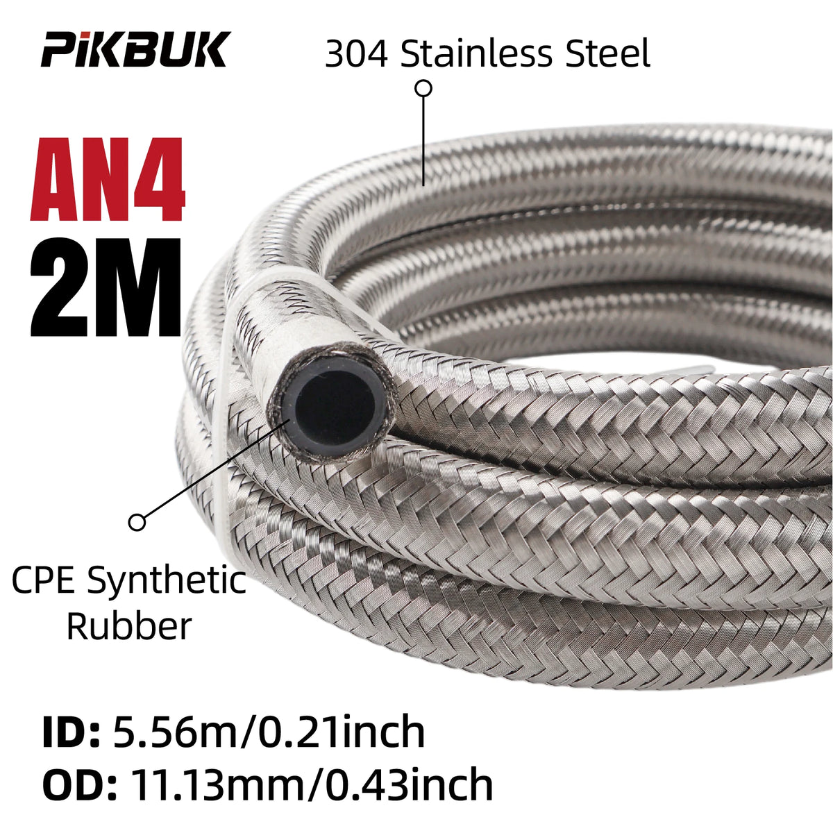 Stainless Steel Braided Fuel Hose With CPE Rubber Core AN4 AN6 AN8 by InterCyprus Trading Ltd