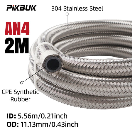 Stainless Steel Braided Fuel Hose With CPE Rubber Core AN4 AN6 AN8 by InterCyprus Trading Ltd