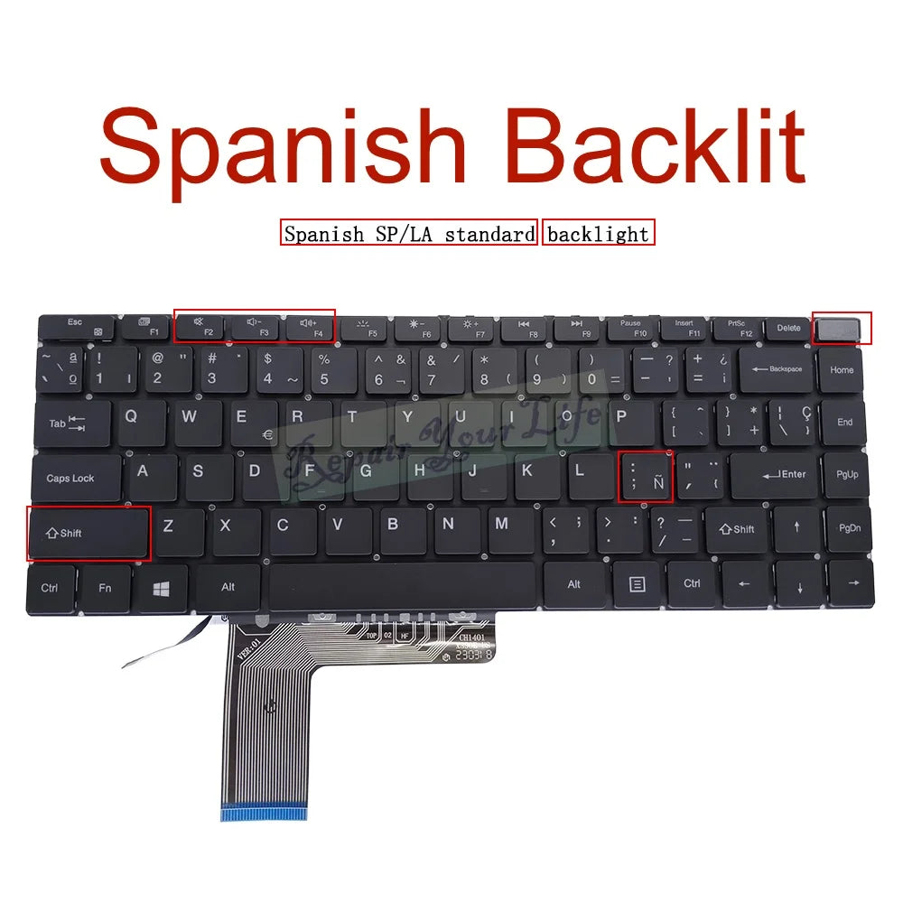 US Russian Spanish Backlit Keyboard - Multilingual Support Spanish Backlit / CHINA