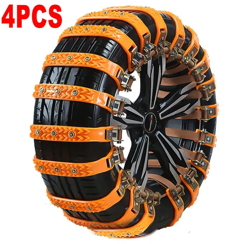 Winter Car Anti-Skid Snow Chains &ndash; 360 Degree Traction 4PCS