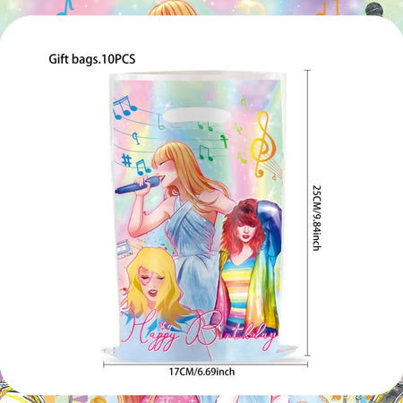 Taylor Swift Birthday Party Decoration Set - Disposable Tableware &amp; Supplies gift bag-10pcs