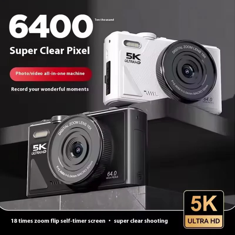 5K Compact Digital Camera - 18X Zoom for YouTube Vlog