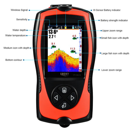 Lucky Sonar FF1108-1CWLA Wireless Fish Finder - Portable &amp; Rechargeable