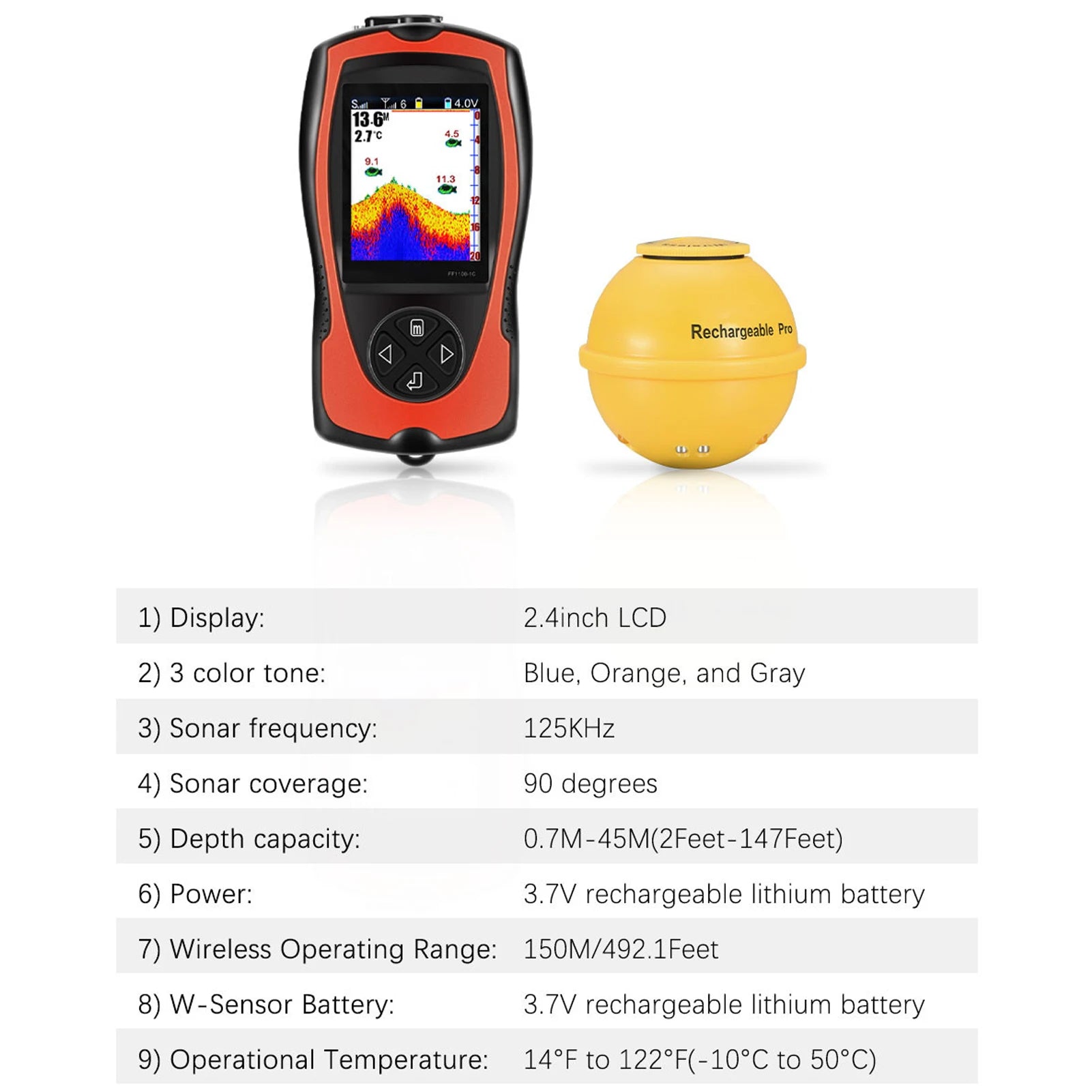 LIXADA Portable Fish Finder &ndash; Wireless Sonar LCD Screen