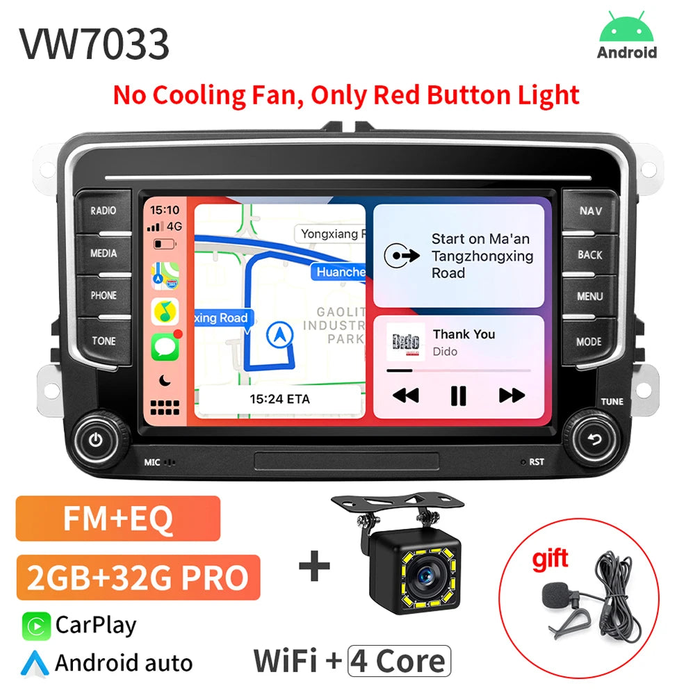 AKAMATE 7Inch 2Din Android 13 Car Radio &ndash; CarPlay GPS No Fan 12LED