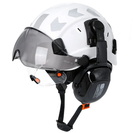 CE Construction Safety Helmet 4AQM0226 &ndash; Integrated Visor SF06 White