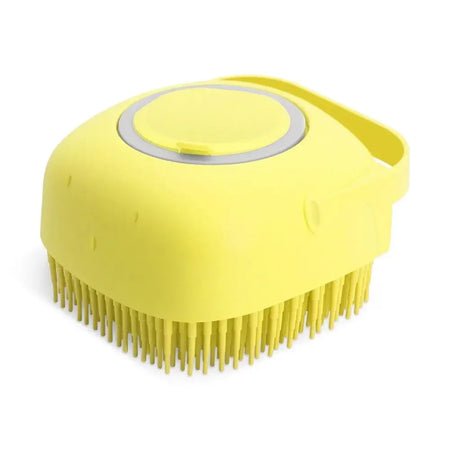 2-in-1 Dog and Cat Shampoo Brush with Silicone Massage Scrubber Yellow