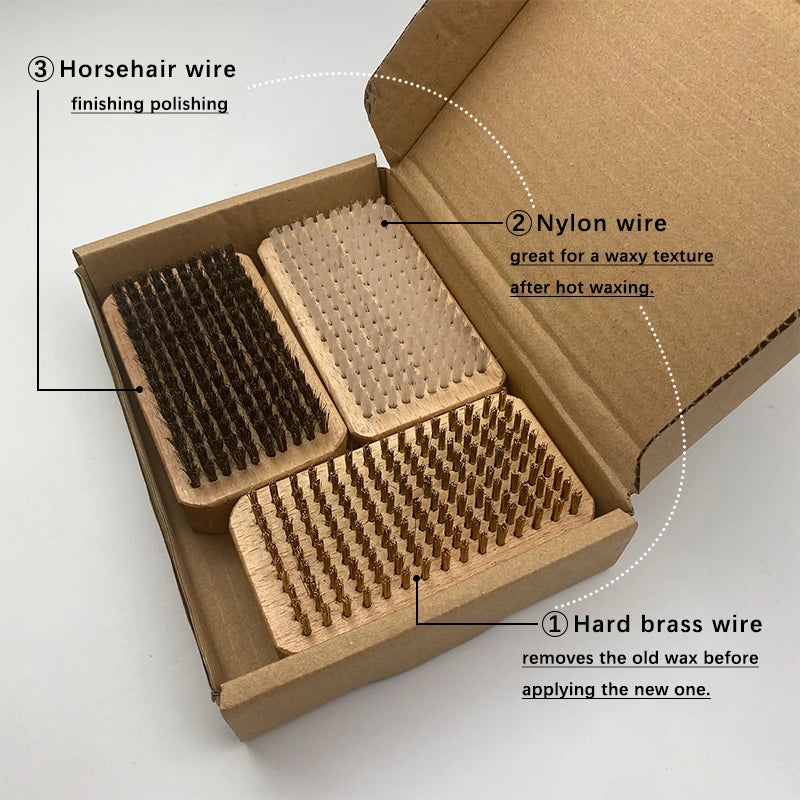 Ski Brush Set &ndash; Three Bristle Types Brass Nylon Horsehair