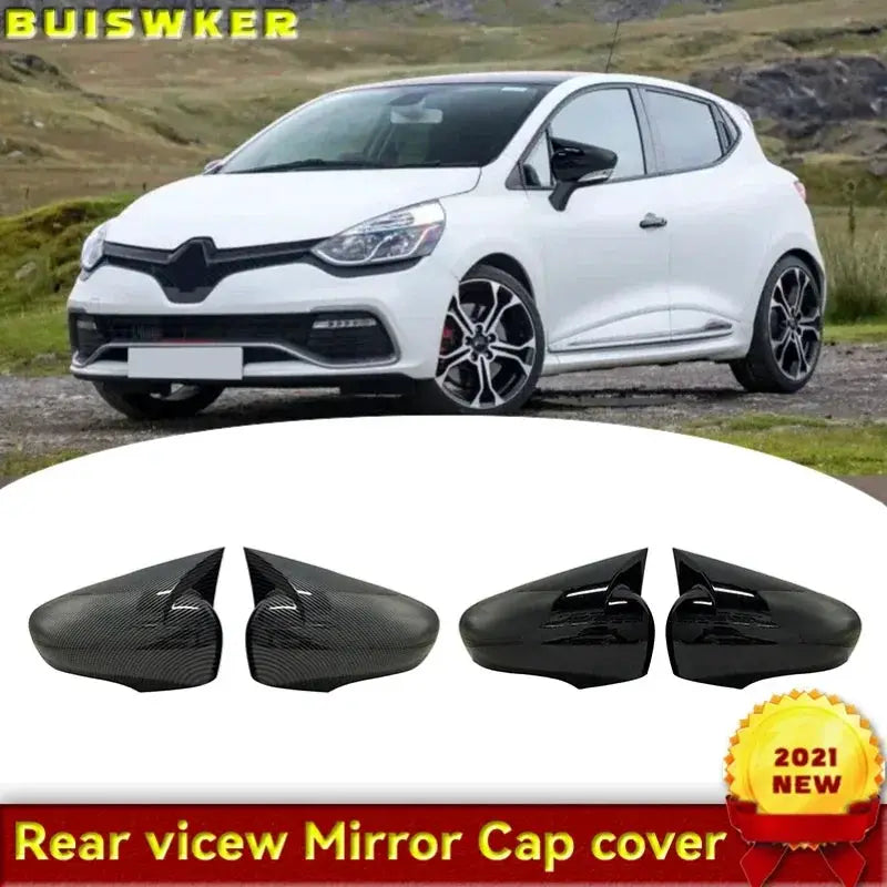 New Bat Style High Quality ABS Plastic 2 Pcs Mirror Covers Caps RearView Mirror Case Gloss Black For Renault Clio 4 2012 - 2019 by InterCyprus Trading Ltd