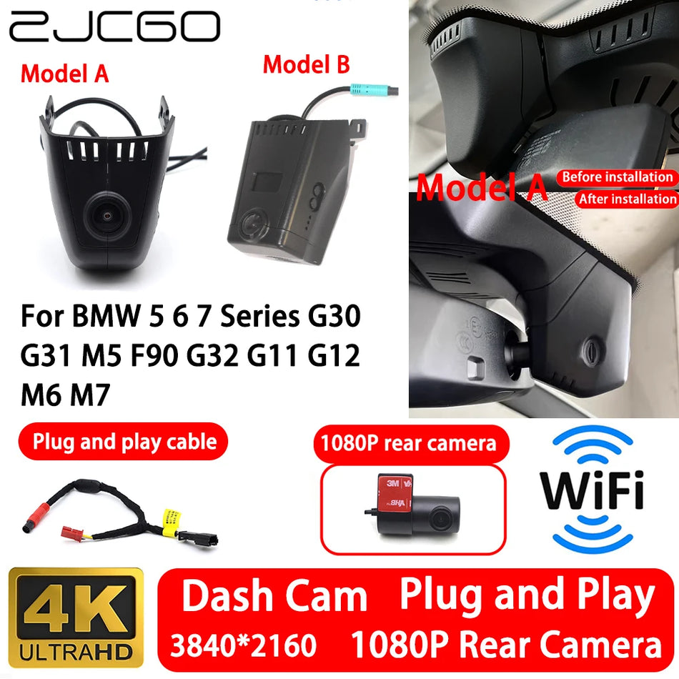 Dash Cam 4K Front and Rear with WiFi for BMW 5/6/7 Series G30/G31/G11/G12 M5 F90 M6 M7