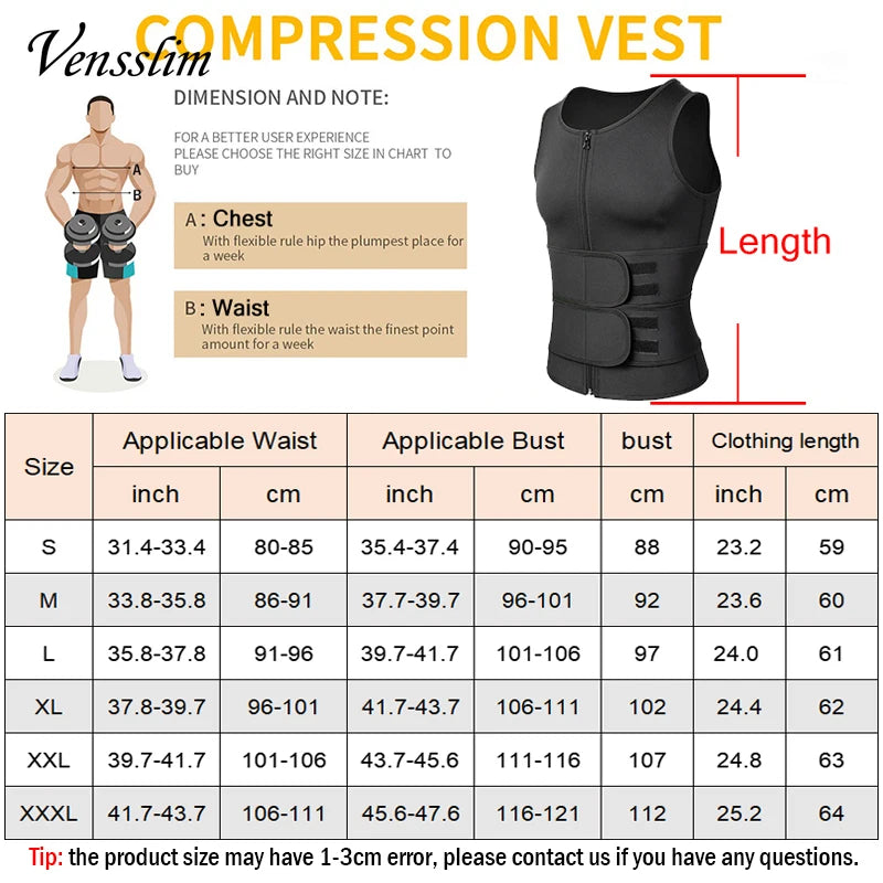 Vensslim Men Waist Trainer Vest &ndash; Sauna Sweat Compression