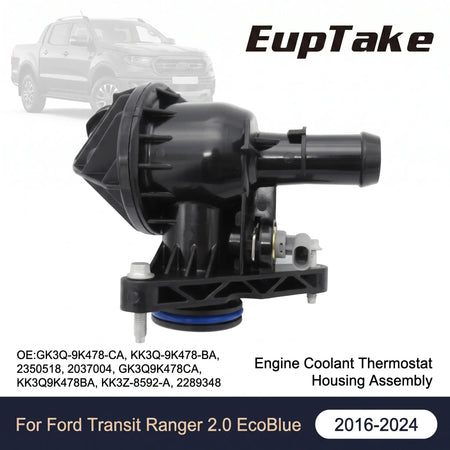 Engine Coolant Thermostat Housing Assembly GK3Q-9K478-CA KK3Q-9K478-BA for Ford Transit Ranger 2.0 EcoBlue 2350518 2037004 by InterCyprus Trading Ltd