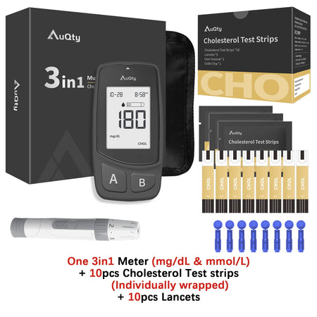 GUC 3in1 Multifunction Glucometer Kit &ndash; Comprehensive Health Monitoring Meter And Cho Strip