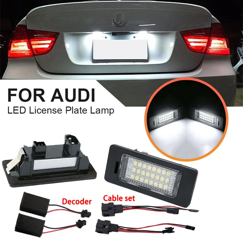 Pereche de Lămpi LED pentru Plăcuța de Înmatriculare Audi A1/A4/A6/A5/Q5/TT, Rezistente la Apă Canbus