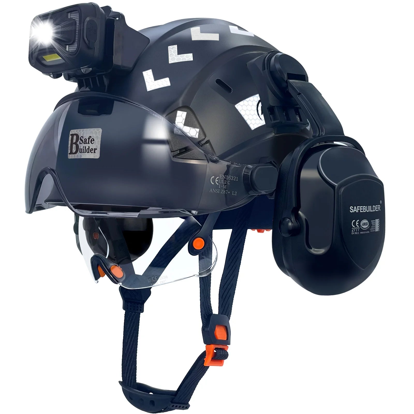 C06 Safety Helmet SHL01 &ndash; Rechargeable LED Headlamp Black CSV07E SHL01