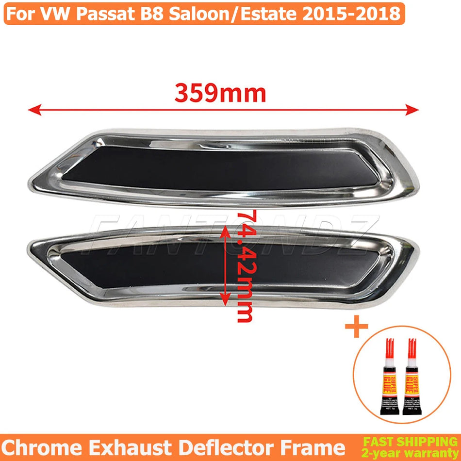 Kromattu ruostumaton teräs pakoputken diffuusorin kehys VW Passat B8:lle sedanille ja farmarille