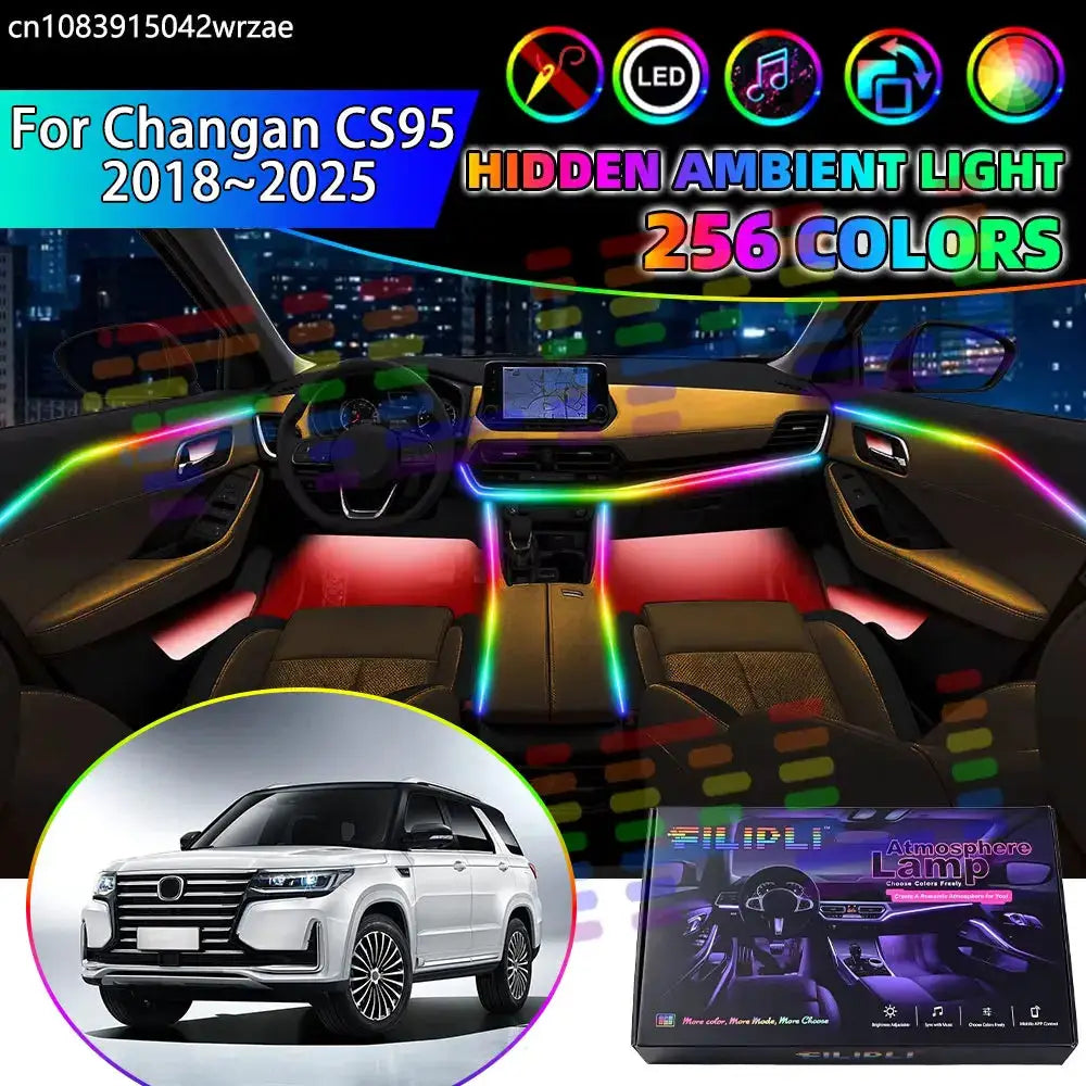 For Changan CS95 2018~2025 2019 2020 2021 RGB Car Interior Ambient Lights Strips Breathing Lighting Kit App Control LED strips by InterCyprus Trading Ltd
