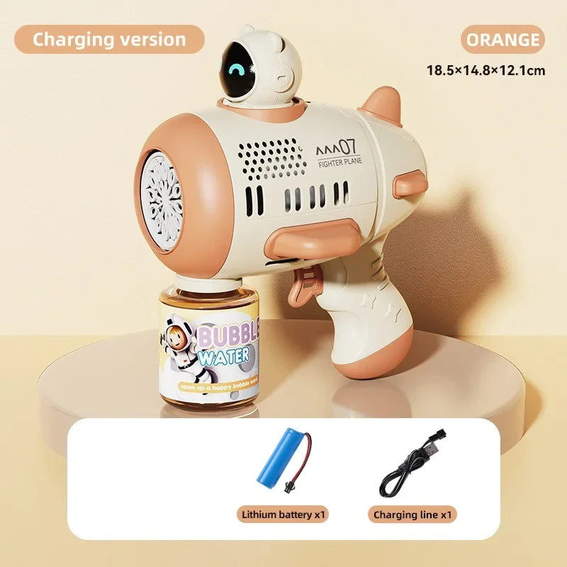 Spaceman Bubble Gun &ndash; Fully Automatic 12 Holes for Endless Fun Orange USB